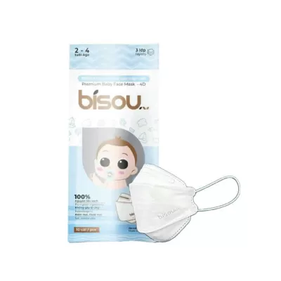 Khẩu Trang KF94 Trẻ Em Bisou Trắng Bịch 10 Cái